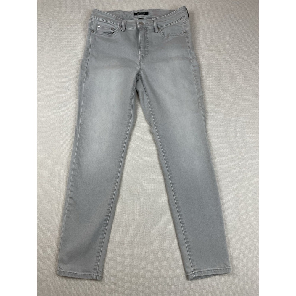 Lauren Ralph Lauren Premier Skinny‎ Ankle Jeans Size 4 Gray Preppy Minimalist